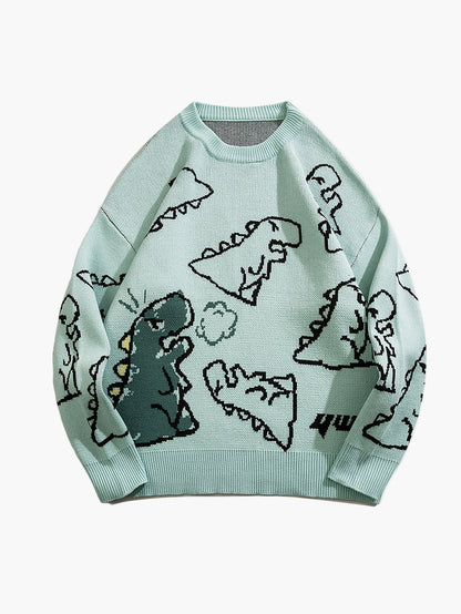 Sudadera casual con estampado de dinosaurio para adolescente masculino – estilo streetwear de moda
