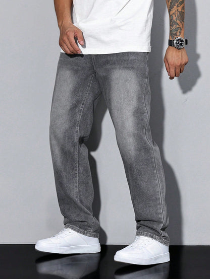 Jeans larghi casual da uomo stile urbano versatile