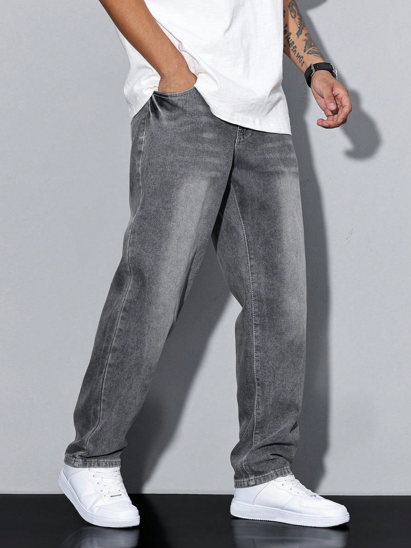 Jeans larghi casual da uomo stile urbano versatile
