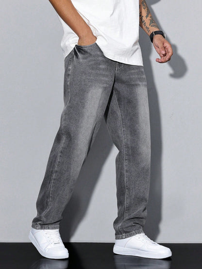 Jeans larghi casual da uomo stile urbano versatile