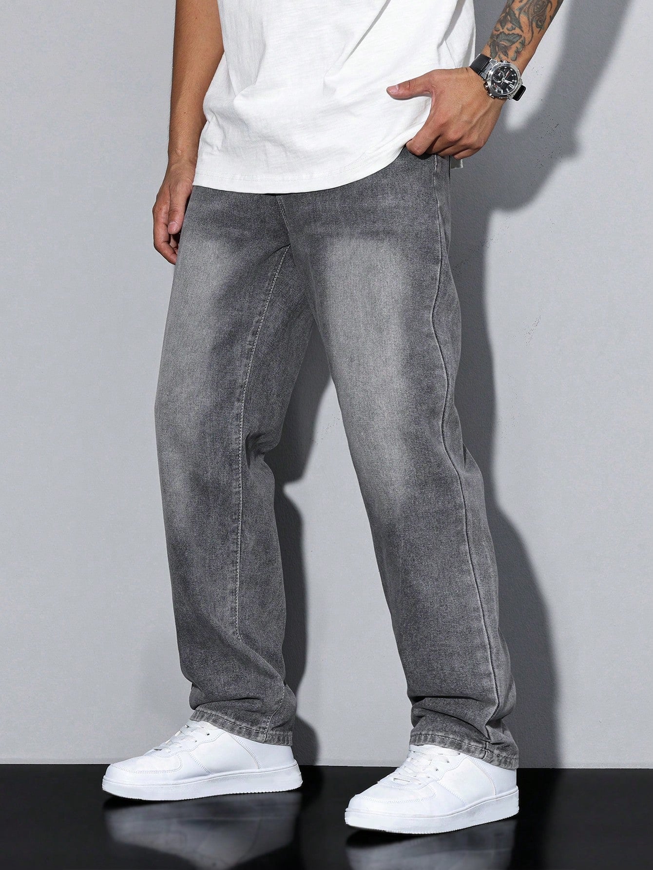 Jeans larghi casual da uomo stile urbano versatile