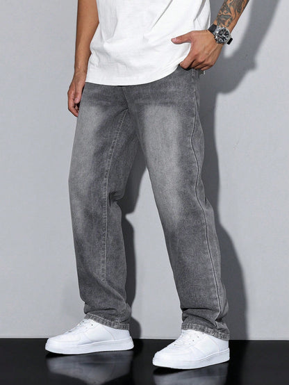 Jeans larghi casual da uomo stile urbano versatile