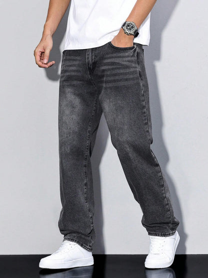 Jeans larghi casual da uomo stile urbano versatile