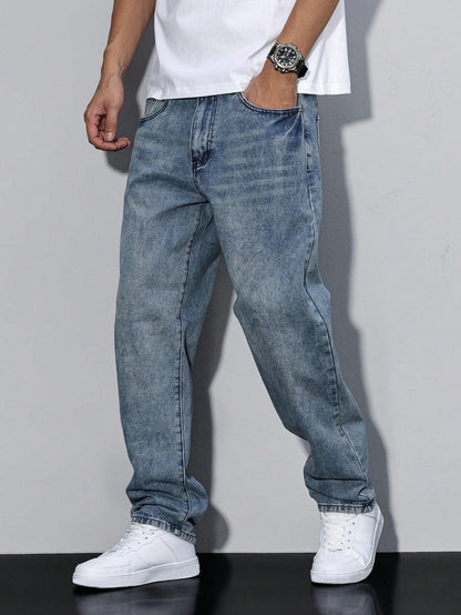Jeans larghi casual da uomo stile urbano versatile