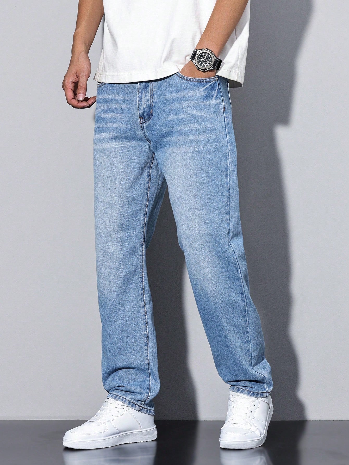 Jeans larghi casual da uomo stile urbano versatile