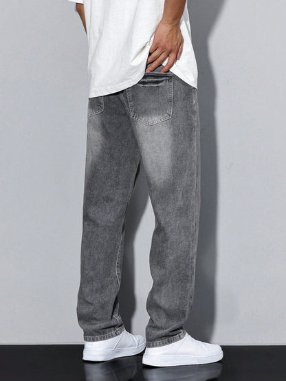 Jeans larghi casual da uomo stile urbano versatile