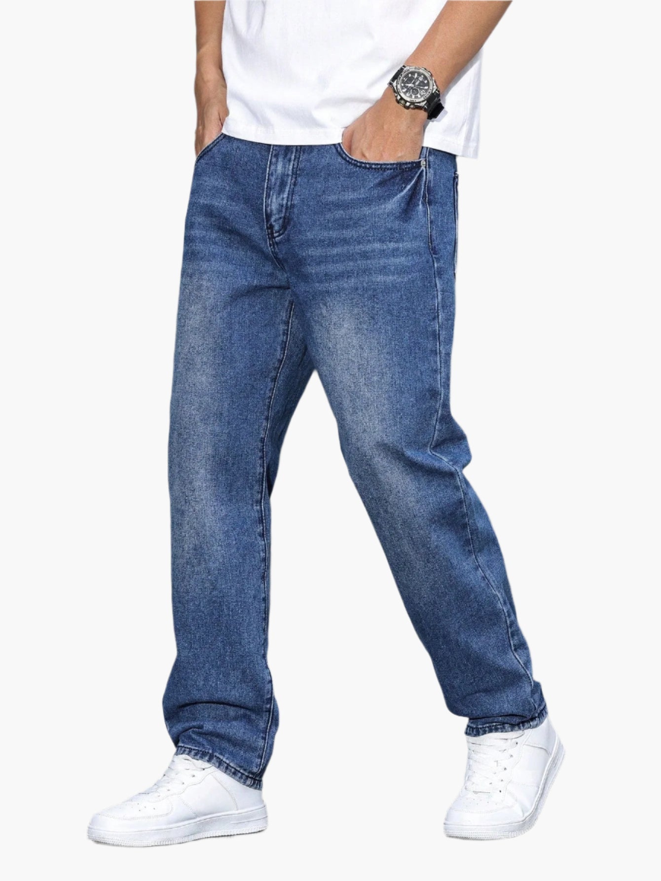 Jeans larghi casual da uomo stile urbano versatile