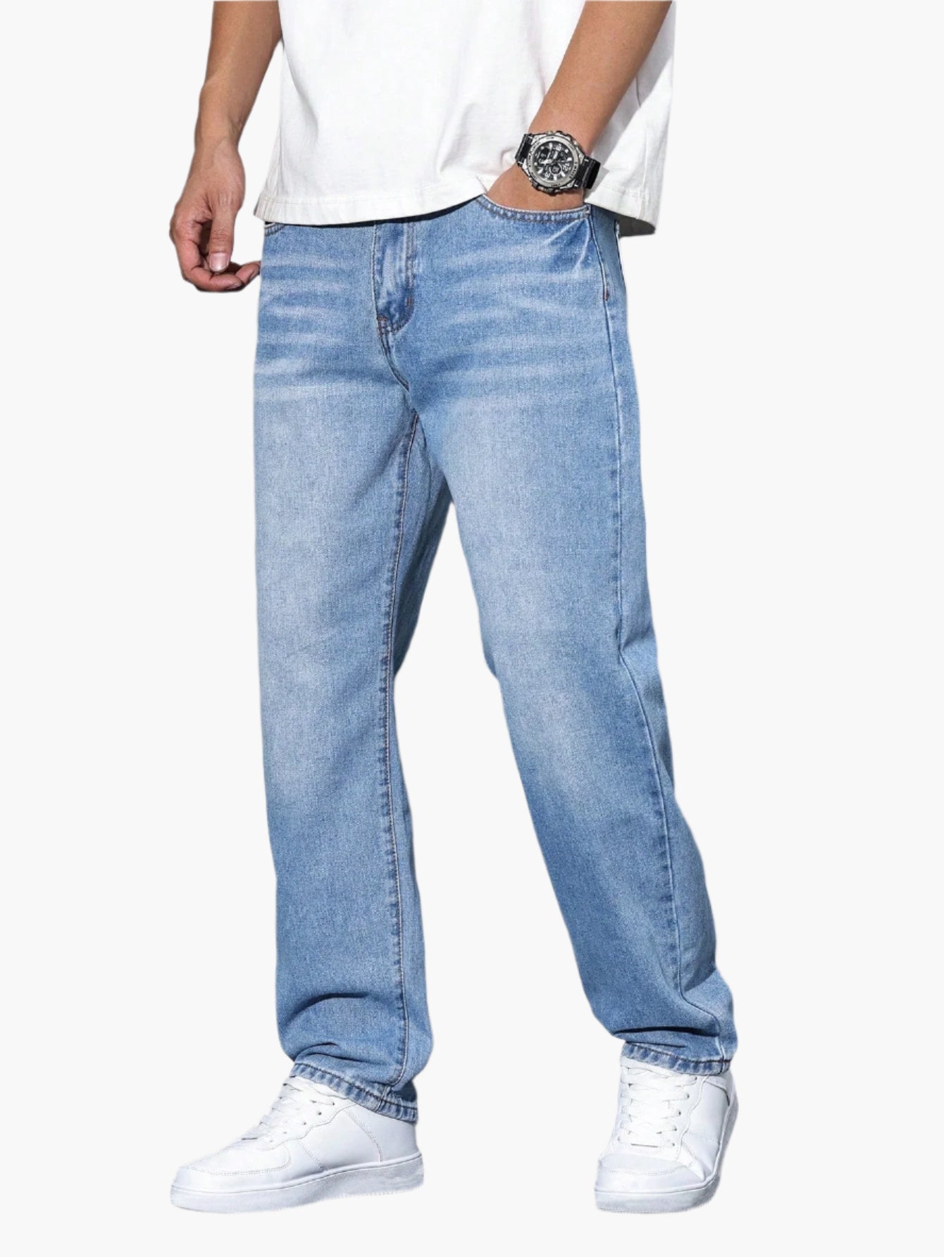 Jeans larghi casual da uomo stile urbano versatile