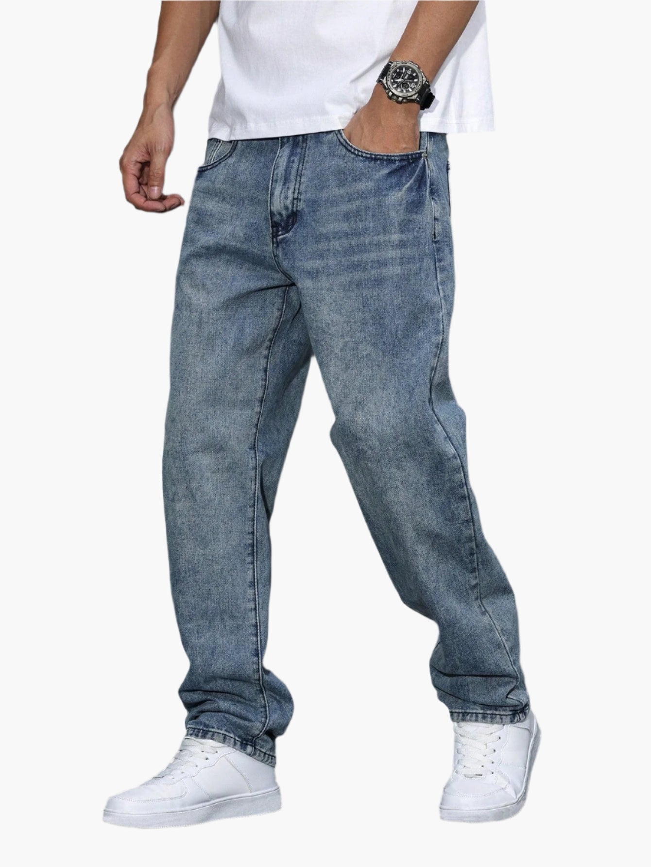 Jeans larghi casual da uomo stile urbano versatile