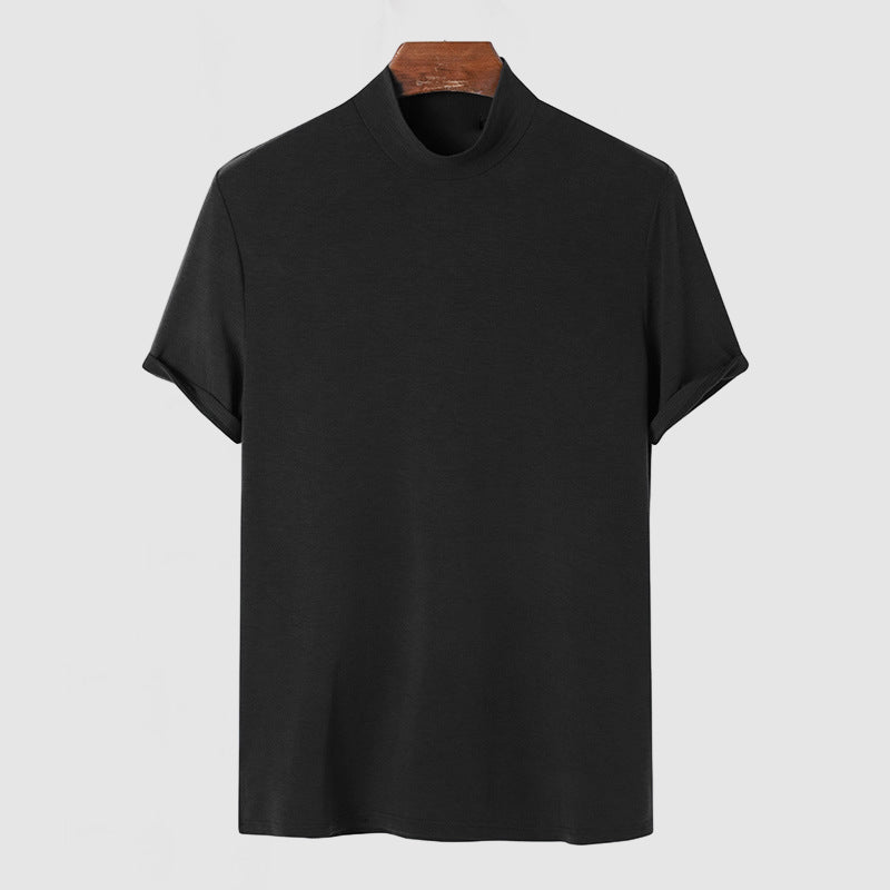 Trendy T-shirt med høj krave til mænd – moderne og tætsiddende stil, ideel til urban eller elegant look