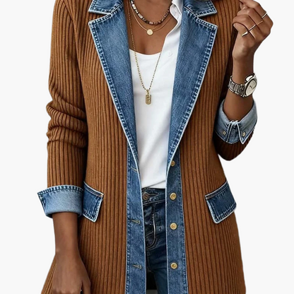 Veste blazer élégante pour femme style urbain chic à revers contrastés
