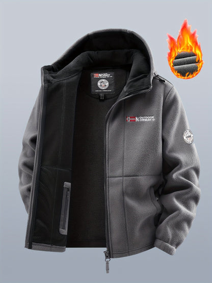 Veste polaire à capuche homme Bleu marine double épaisseur extérieur