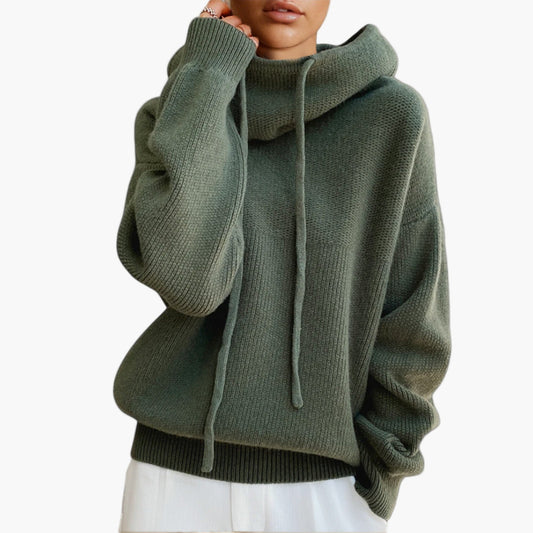 Damhoodie i stickad stil, avslappnad och bekväm