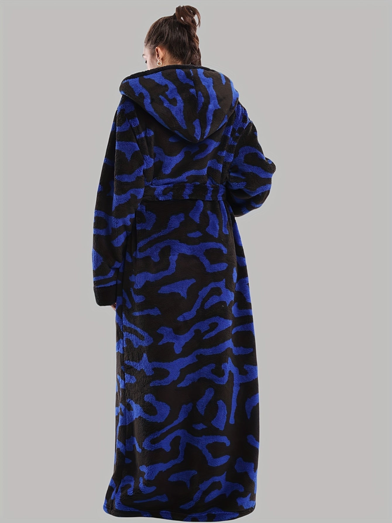Robe de Chambre Femme Longue à Capuche Motif Léopard