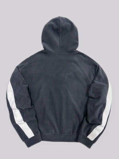 Sweat à Capuche Homme Bicolore Gris Anthracite Blanc Col Roulé Sportif Décontracté