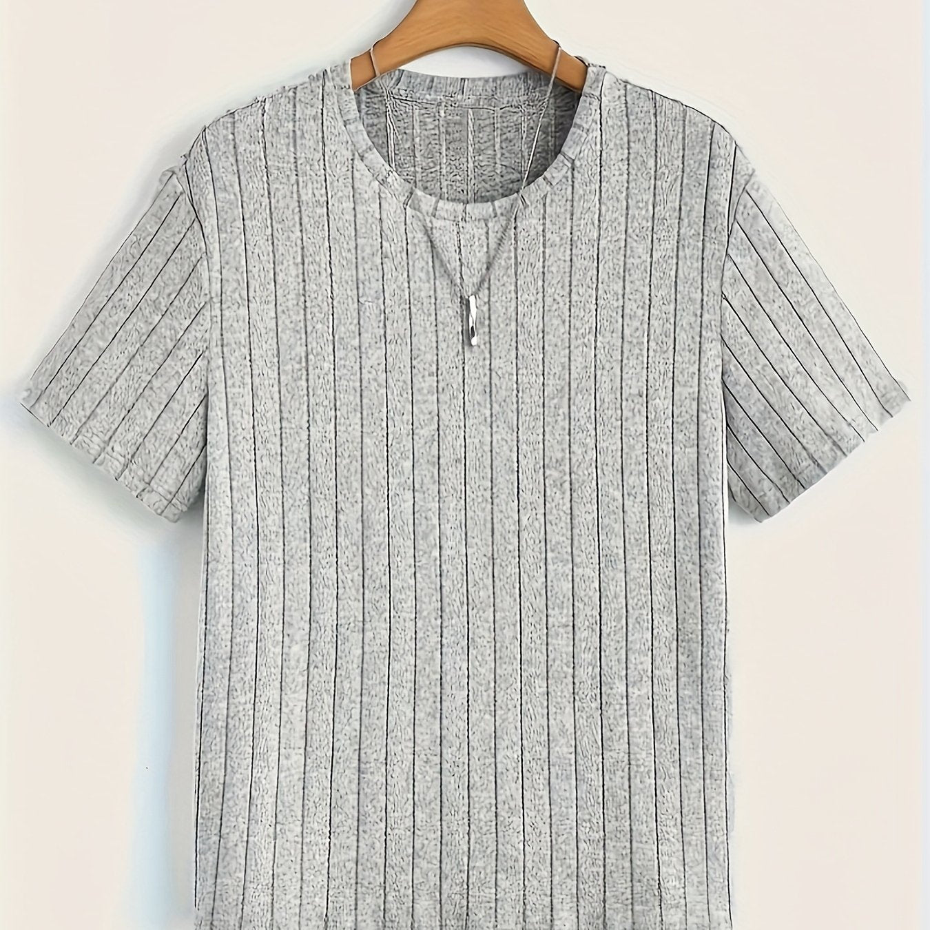 T-shirt à manches courtes pour homme style moderne à rayures texturées – Casual chic et polyvalent