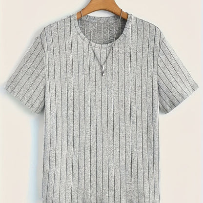 T-shirt à manches courtes pour homme style moderne à rayures texturées – Casual chic et polyvalent