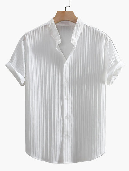 Camicia casual con colletto alla coreana da uomo stile moderno e estivo