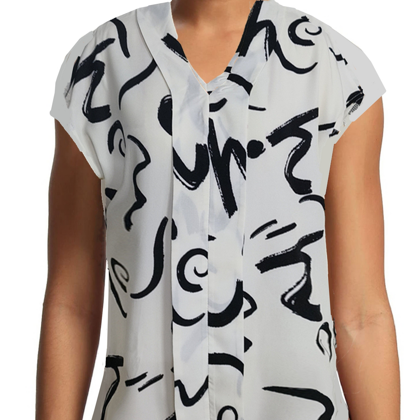 Elegante damesblouse met grafisch patroon, moderne stijl voor kantoor en uitgaan