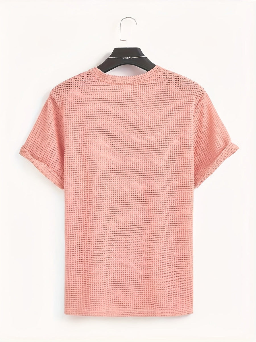 T-shirt décontracté à manches courtes pour homme style moderne avec texture ajourée