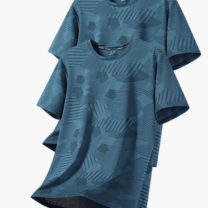 Atmungsaktives Herren-T-Shirt im tropischen Casual-Stil, kurzärmelig – 2er-Pack, ideal für den Sommer  