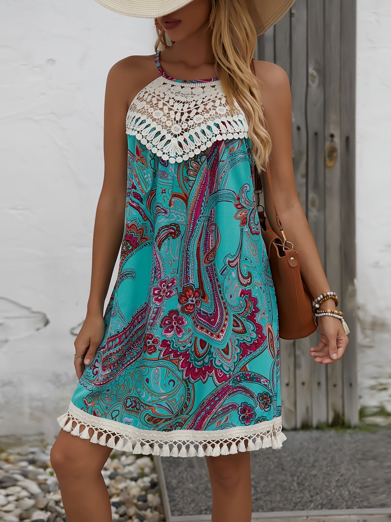 Robe d'été bohème chic pour femme à motifs cachemire, style décontracté et élégant