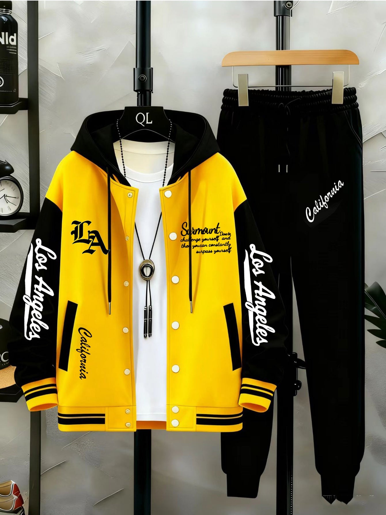 Ensemble Homme Veste Teddy Baseball et Pantalon de Jogging Sport