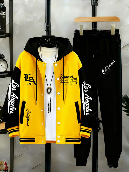 Ensemble Homme Veste Teddy Baseball et Pantalon de Jogging Sport