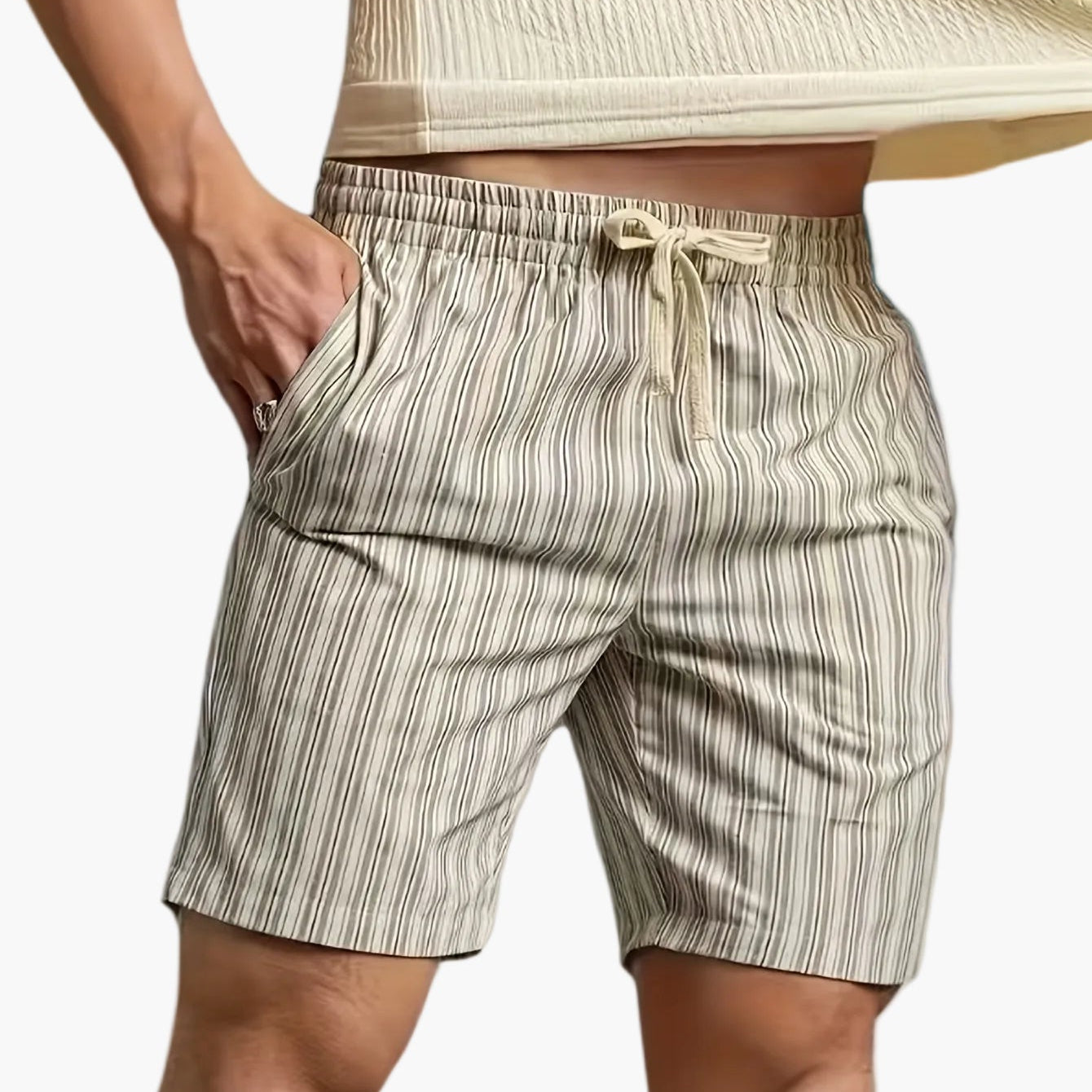 Pantaloncini casual a righe da uomo, stile base, ideali per il golf e il tempo libero