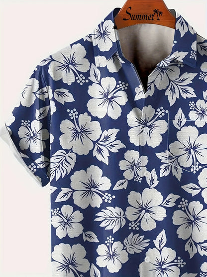 Hawaiihemd Herren Urlaubsstil mit Blumenmuster – Ideal für Sommer und Strand