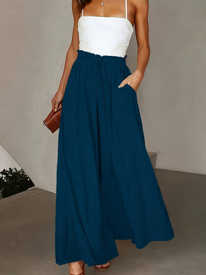 Pantalon large taille haute femme style élégant pour printemps et automne