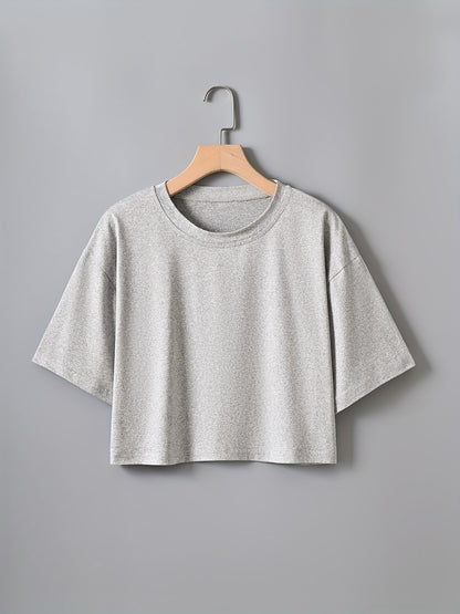 T-shirt court décontracté pour femme à manches courtes style urbain