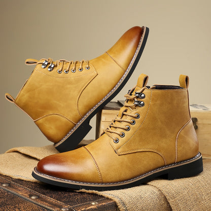 Bottes Chelsea pour homme à lacets, bout cap et fermeture éclair latérale, style décontracté chic