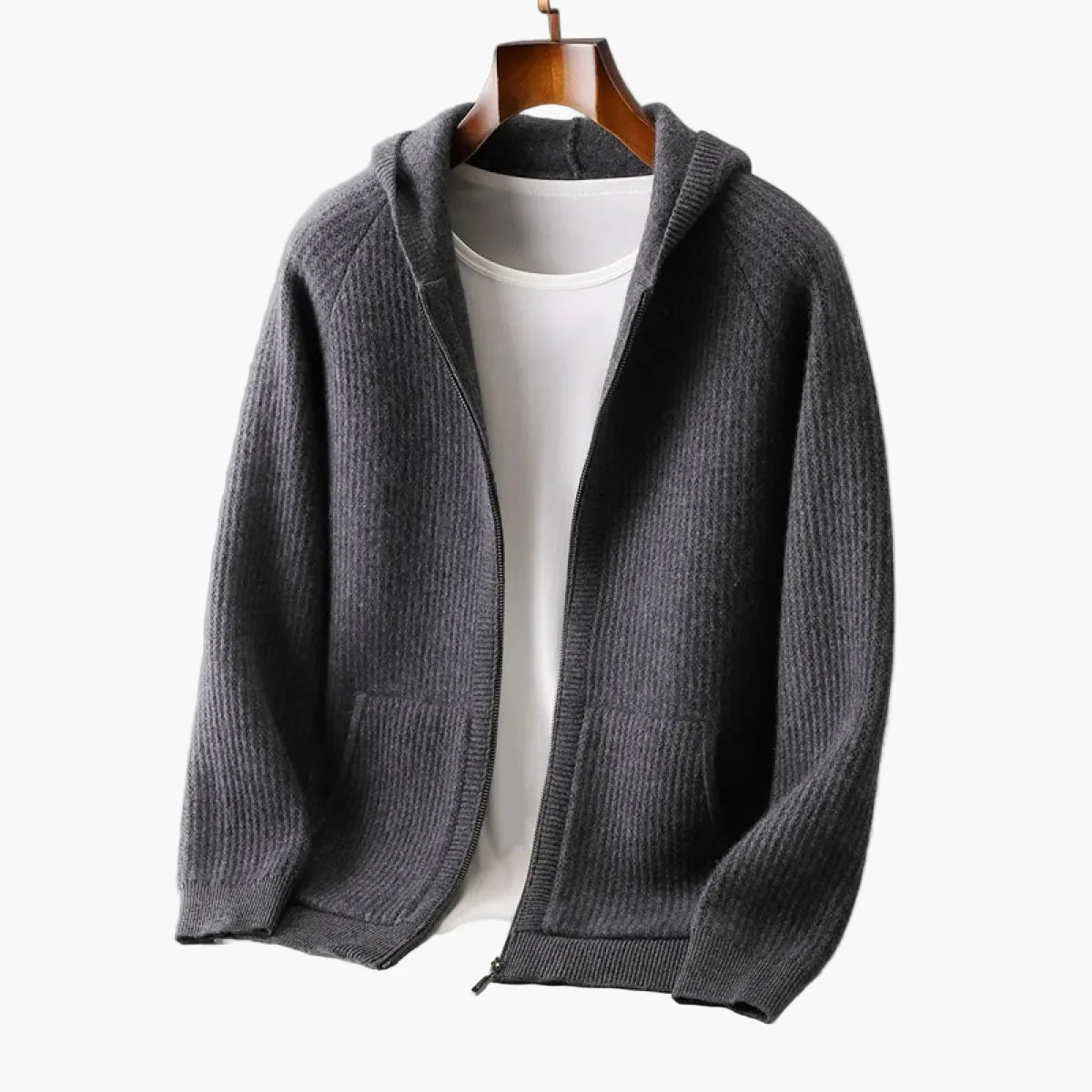 Felpa con cappuccio uomo con zip stile casual chic per uso quotidiano