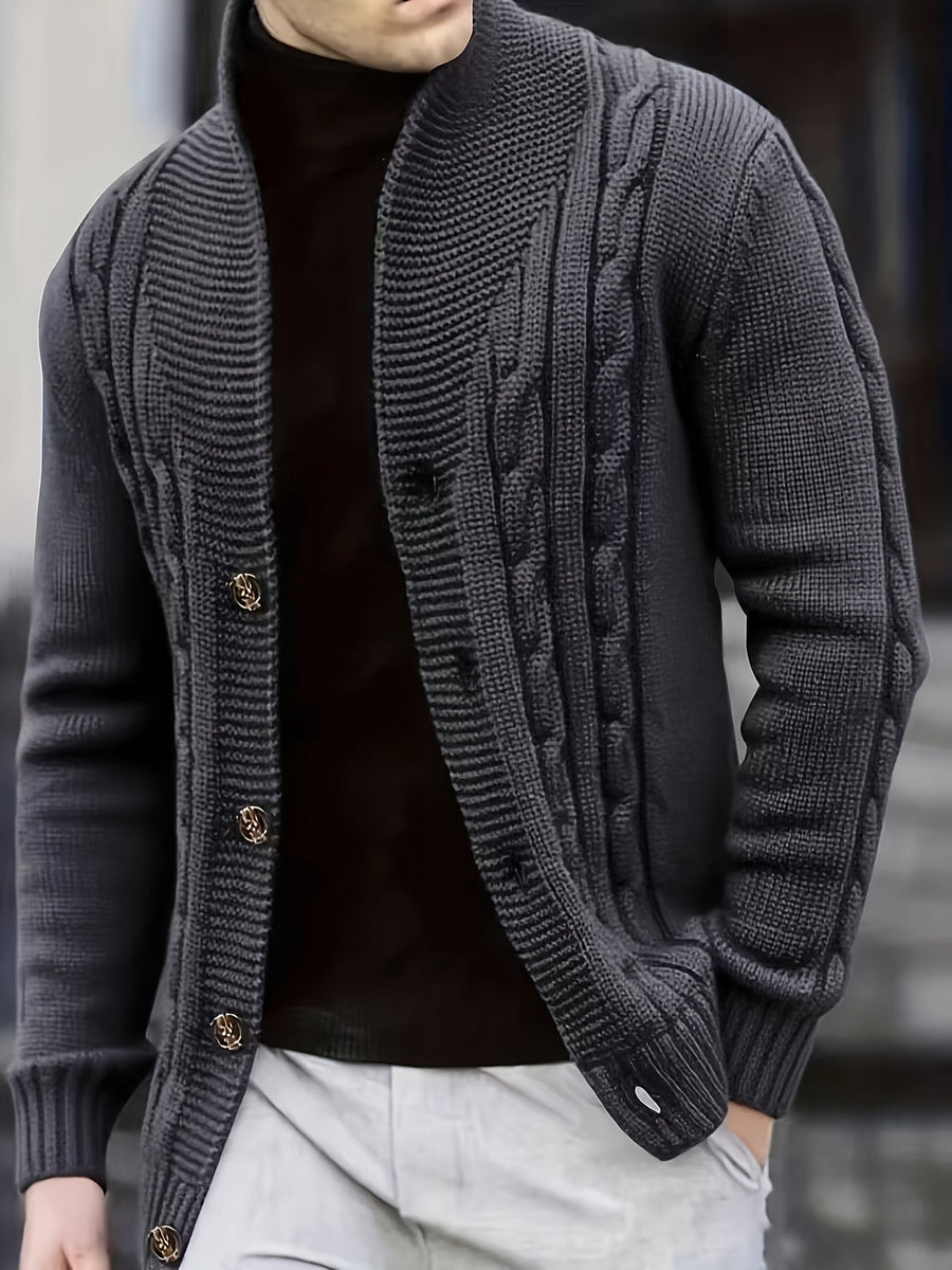 Herren-Cardigan aus Strick mit Schalkragen und Knöpfen