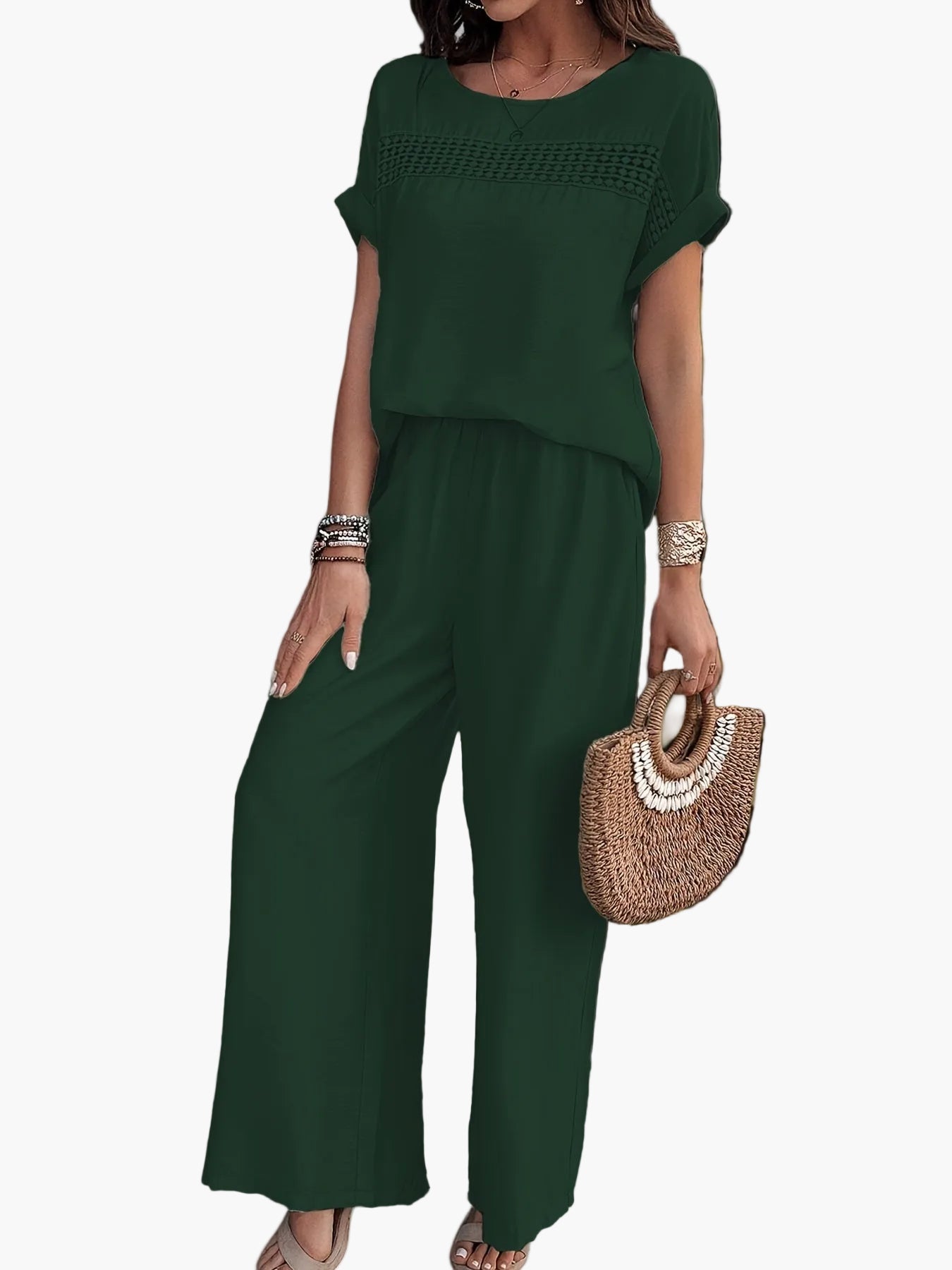 Ensemble Femme Décontracté Chic à Manches Courtes pour Été – Tenue Plage ou Ville