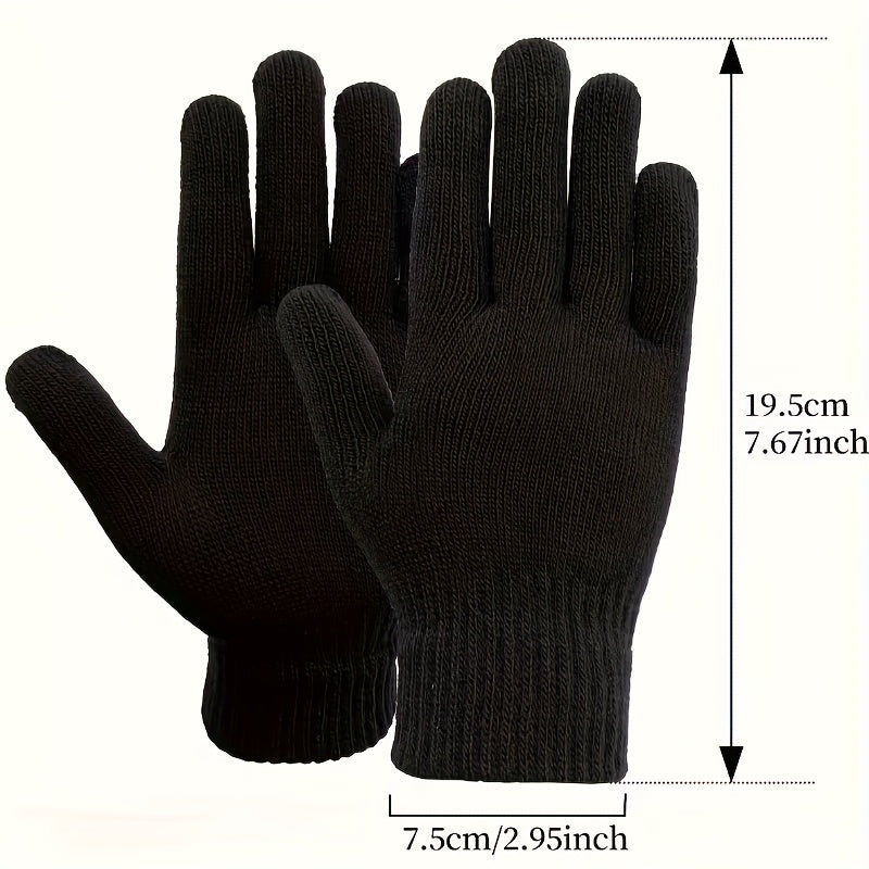 Lot de Gants Tricotés Unisexe avec Poignets Côtelés Chauds Multicolores