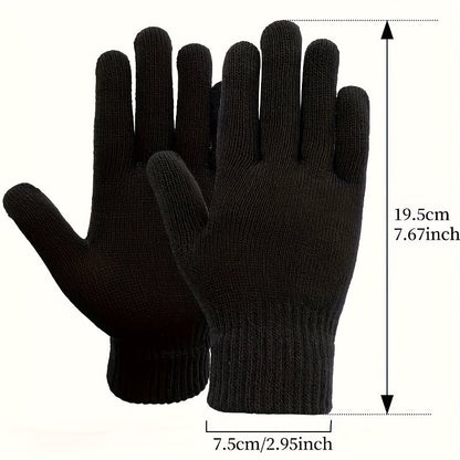 Lot de Gants Tricotés Unisexe avec Poignets Côtelés Chauds Multicolores