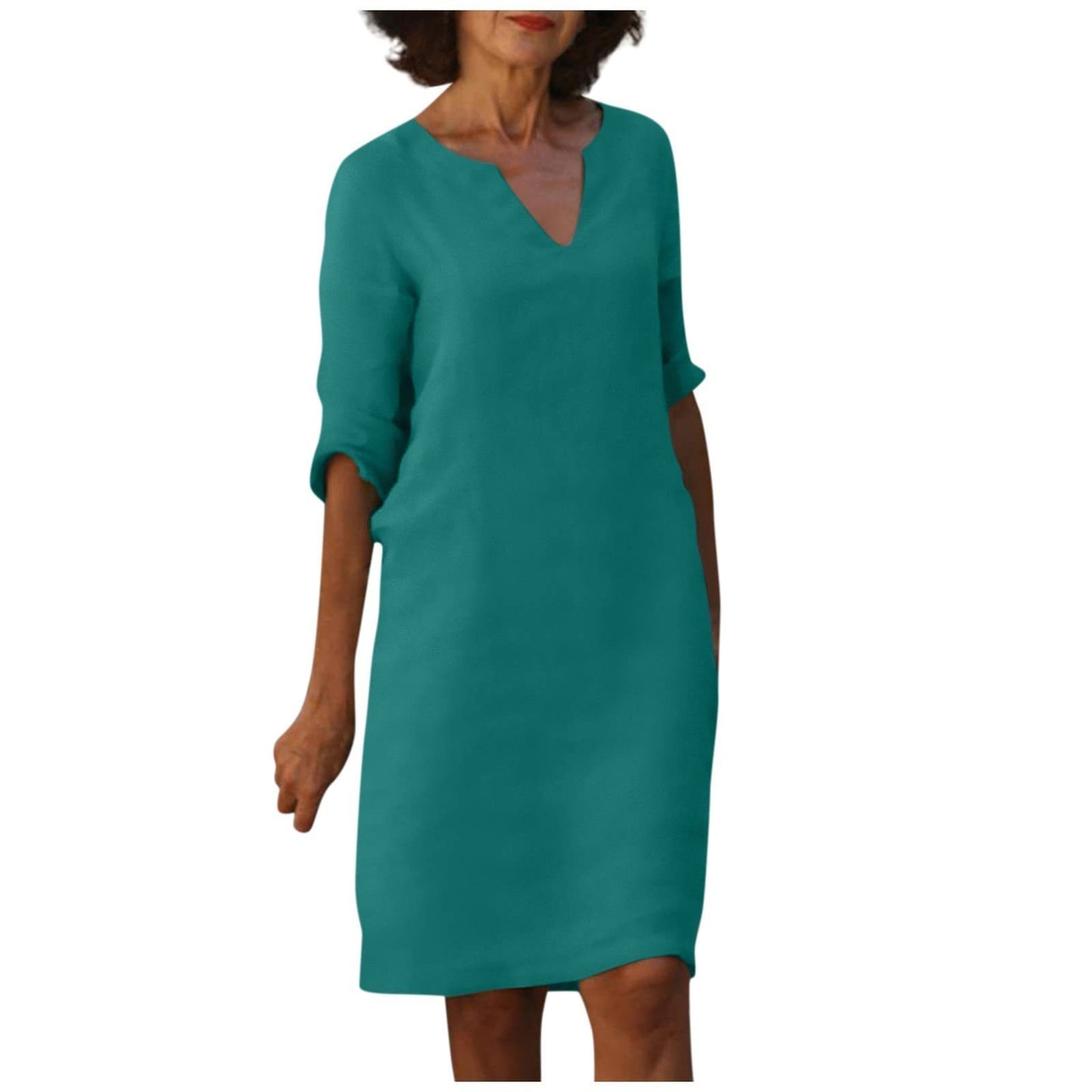 Robe décontractée rétro pour femme, manches mi-longues, style artistique, grande taille, multi-couleurs
