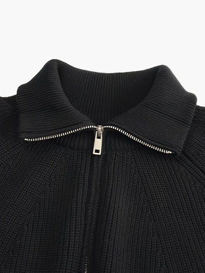 Męski sweter casual z zamkiem i nowoczesnym kołnierzem na jesień/zimę