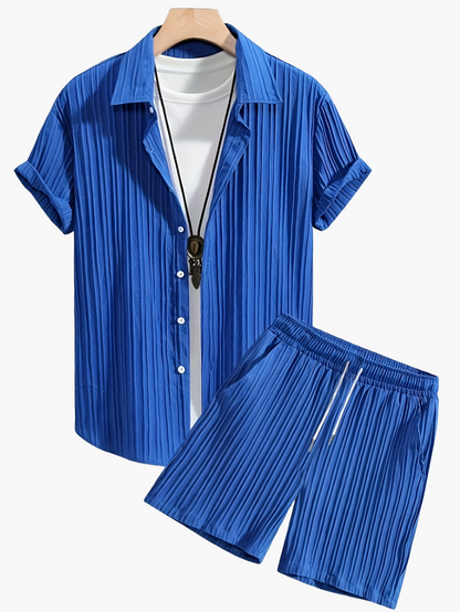 Ensemble Chemise et Short Décontracté Homme Style Plissé - Look Estival Chic et Moderne