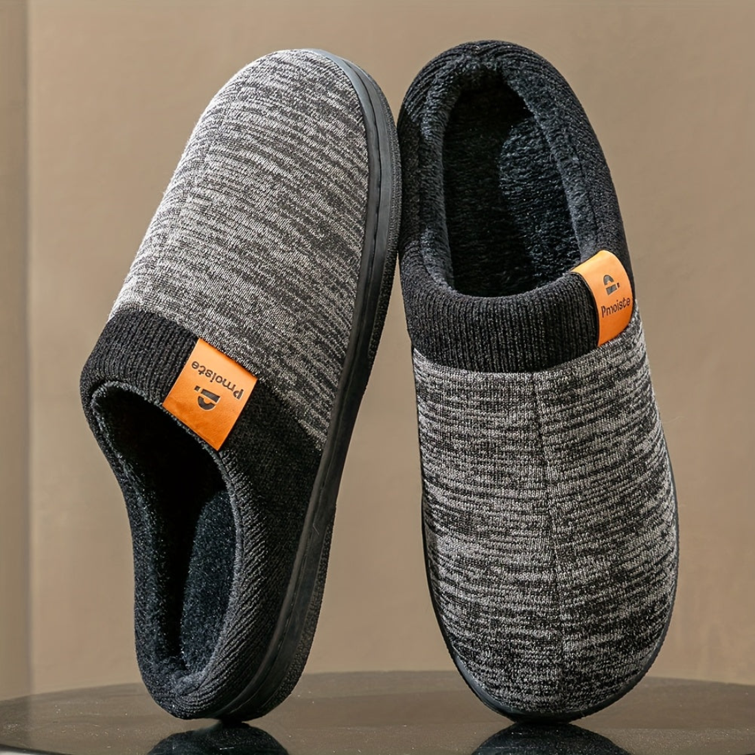 Pantoufles confortables pour homme en tissu chiné et doublure douce