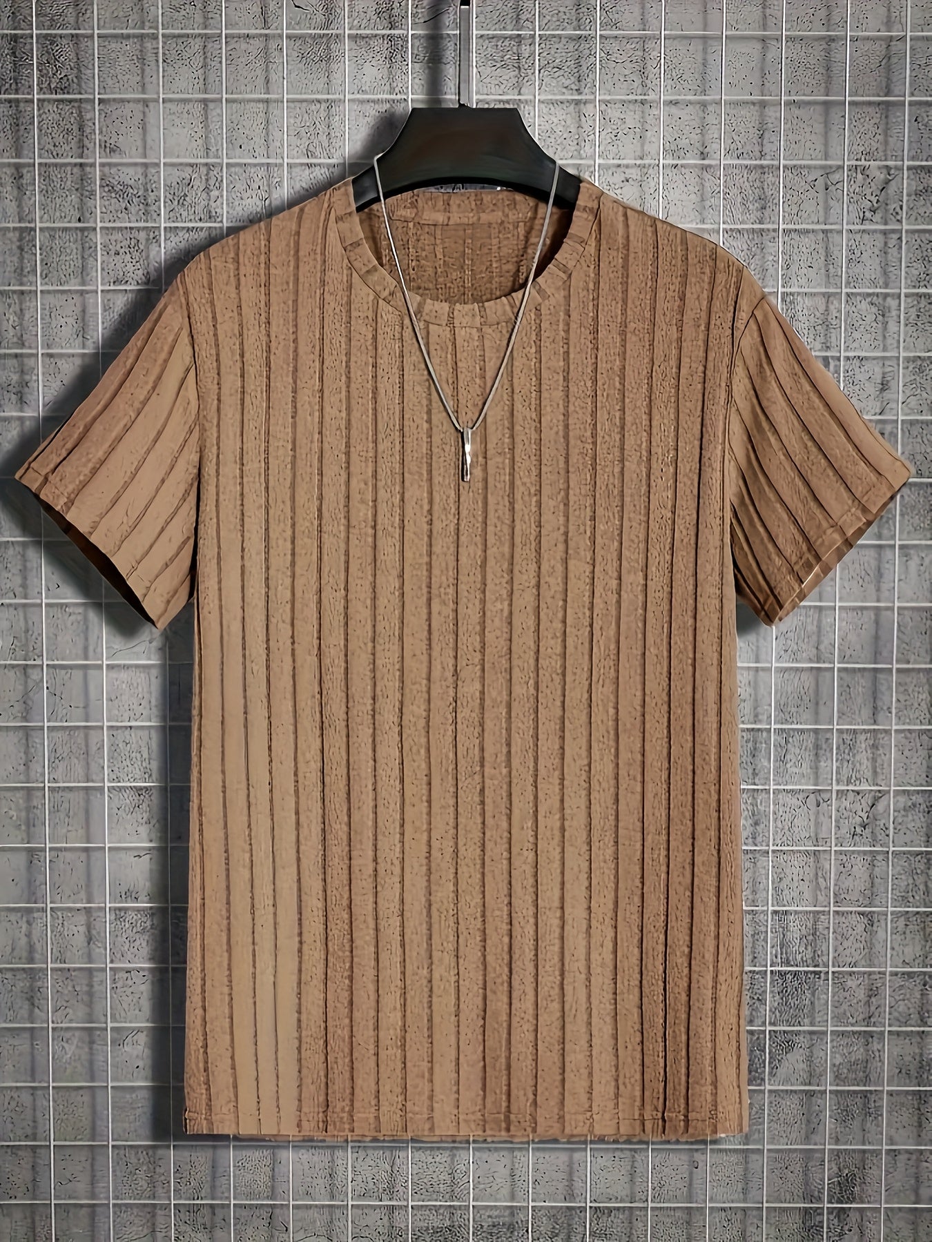T-shirt à manches courtes pour homme style moderne à rayures texturées – Casual chic et polyvalent