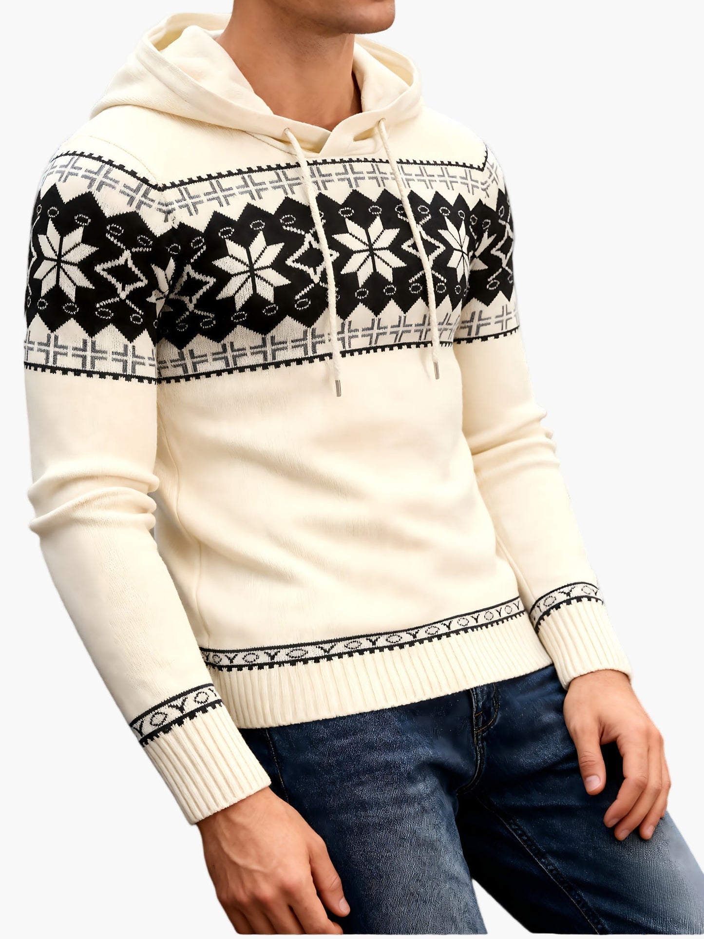 Sudadera con capucha de Navidad con motivo nórdico para hombre, estilo casual otoño/invierno