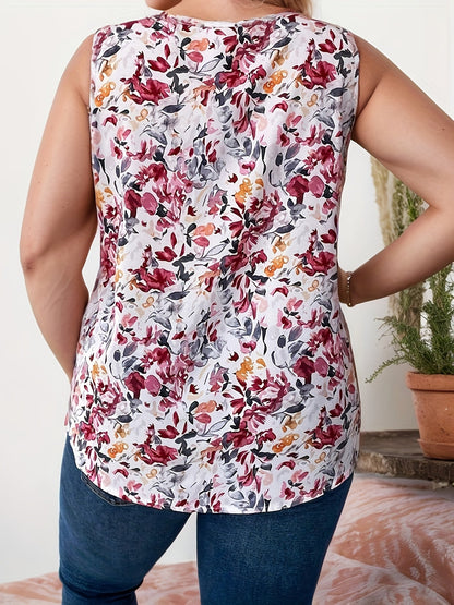 Débardeur sans manches femme style élégant imprimé fleuri pour un look décontracté chic
