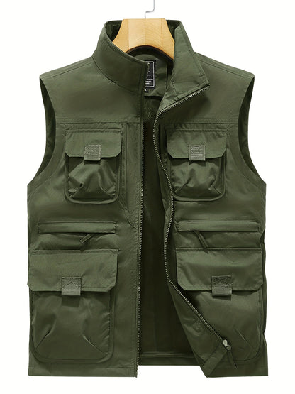 Gilet utilitaire sans manches pour homme style décontracté outdoor à poches multiples