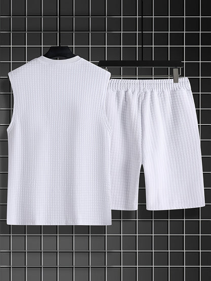 Ensemble Débardeur et Short Homme Style Décontracté Estival Motif Carreaux