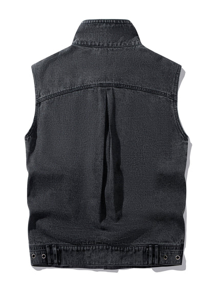 Gilet sans manches style jean décontracté pour homme – Idéal pour un look urbain tendance