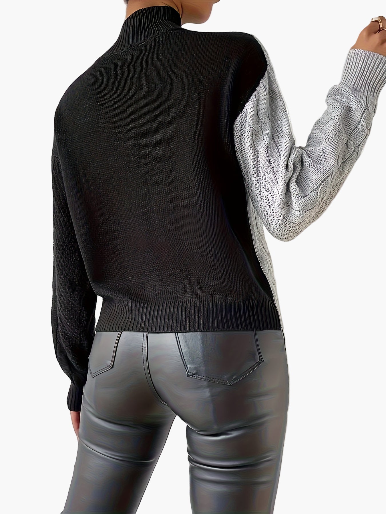 Maglione donna stile elegante con motivo patchwork per uso quotidiano o professionale