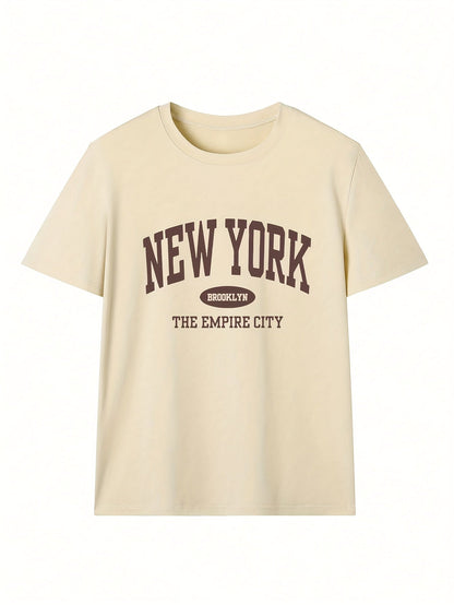 T-shirt femme style universitaire New York Brooklyn The Empire City à manches courtes